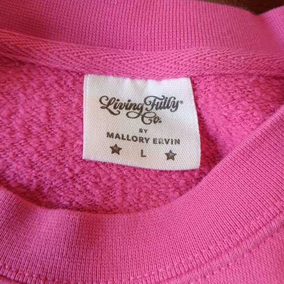 Living Fully Mallory Ervin Let’s Go Girls Pink Sweatshirt Sz Large - Picture 3 of 5